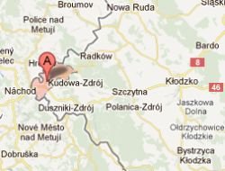 Mapa - Kudowa-Zdrój, Jeleniów, Duszniki-Zdrój, Lewin Kłodzki, Karłów, Radków, Polanica-Zdrój, Szczytna, Kłodzko, Dzierżoniów, Bielawa